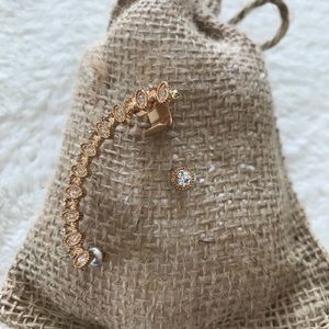 NWOT Gold & gemstone earring cuff & stud set